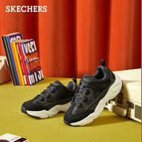 SKECHERS 斯凯奇 经典黑色女鞋休闲运动鞋熊猫鞋复古老爹鞋 黑色 37
