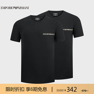 EMPORIO ARMANI 男装23春夏EAU男士舒适T恤衫（两件装） 23820黑色