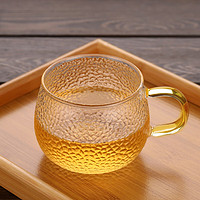 BAIJIE 拜杰 高硼硅锤纹茶杯玻璃杯带把泡茶杯玻璃茶水杯子耐热水杯400ML 锤纹杯400ml