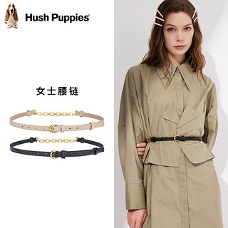 暇步士（Hush Puppies）皮带女时尚潮流腰带女链条针扣女士皮带 黑色女神节