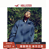 HOLLISTER24春夏休闲宽松质感立领落肩袖运动卫衣男 356710-1 海军蓝色 L (180/108A)