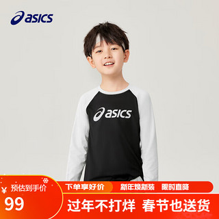 亚瑟士（asics）童装速干抗菌柔软透气针织插肩长袖T运动衫333231003014 001 130cm