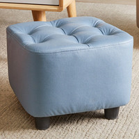 家逸 沙发凳 客厅坐凳实木方凳子换鞋凳沙发墩坐凳 蓝色 泡钉方凳【蔚蓝】