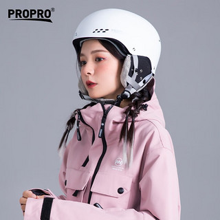 PROPRO 滑雪头盔男女单双板户外运动雪盔保暖透气轻便滑雪护具装备 白色 M码（头围54-58CM）