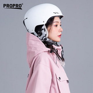 PROPRO 滑雪头盔男女单双板户外运动雪盔保暖透气轻便滑雪护具装备 白色 M码（头围54-58CM）