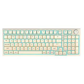惠普（HP）K98客制化机械键盘 蓝牙5.1三模连接 全键热插拔gasket线性轴麻将音键盘 有线牛奶色【湖蓝线性轴】