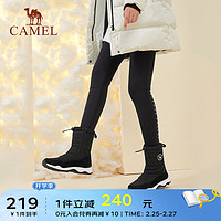 CAMEL 骆驼 女鞋雪地靴加绒高帮棉靴保暖短靴 A14303Z6332，黑/白，女款 37