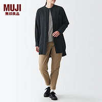 无印良品（MUJI）  女式 法兰绒 中长衬衫 BCJ16C1A 长袖休闲百搭衬衫 炭灰色 L-XL