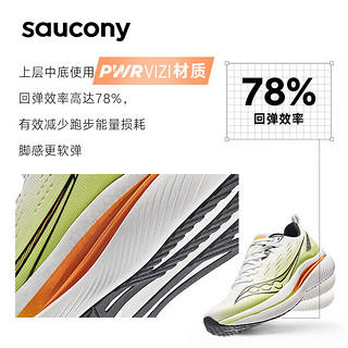 saucony 索康尼 浪潮跑鞋男轻量减震透气跑步鞋慢跑运动鞋TIDE白黑黄40.5