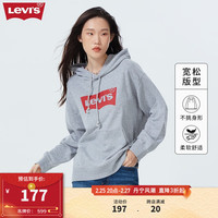 Levi's李维斯女士连帽卫衣经典logo落肩宽松美式复古潮流休闲 灰色 M