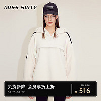 MISS SIXTY卫衣女连帽美式复古运动风撞色个性宽松 米白 S