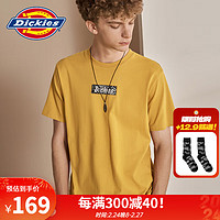 dickies纯棉短袖T恤男 夏季绣花圆领休闲纯色百搭上衣9431 姜黄 S