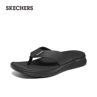 斯凯奇（Skechers）休闲拖鞋男年简约百搭舒适软底减震轻便人字拖229035 全黑色/BBK 42.5