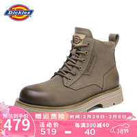 Dickies马丁靴男靴春季英伦风工装靴复古布洛克靴子高帮休闲男鞋 卡其 40