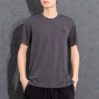 adidas 阿迪达斯 短袖男上衣2024春夏季运动服透气跑步T恤 灰色GR7102偏小 S