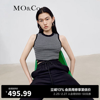 MO&Co.秋季短款绑带背心提花针织衫MBB3SWT013外穿内搭设计感 黑色-第2批 L/170