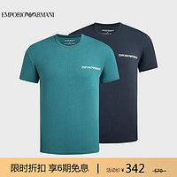 阿玛尼EMPORIO ARMANI男装23春夏EAU男士舒适T恤衫（两件装） XL 50836藏青色绿色