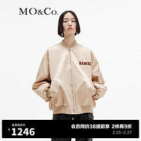 MO&Co.2023冬小鹿斑比联名系列棒球服夹克外套美式MBC4JKTT05 驼杏色 XS/155