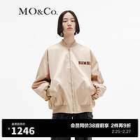 MO&Co.2023冬小鹿斑比联名系列棒球服夹克外套美式MBC4JKTT05 驼杏色 S/160