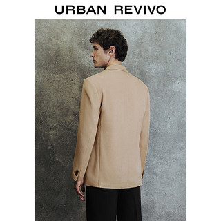 URBAN REVIVO UR2024春夏男装静奢气质风双排扣超宽松西装外套UMF140011 卡其 S(XS-S)