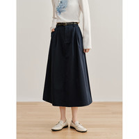 茵曼（INMAN）简约通勤半身裙2024春季女装遮胯显瘦A字裙 藏青色 S