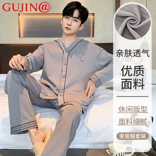 古今 GUJIN@睡衣男士春秋款棉质长袖2024休闲大码可外穿家居服套装
