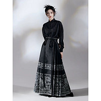 智立冠 马面裙子女装新中式国风日常宋制汉服连衣裙套装改良旗袍 黑色马面裙 M