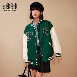 Teenie Weenie小熊时尚棒球服黑色薄款学院风宽松外套女装 绿色 160/S