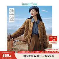 茵曼（INMAN）绣花棒球服丽丝绒外套2023冬女装防风保暖休闲上衣18348349 浅咖色 XL