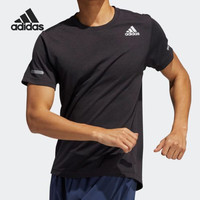 阿迪达斯 (adidas)短袖男夏季梭织速干圆领运动训练休闲T恤 HB8523 黑色 175/92/S