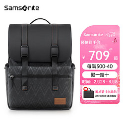 Samsonite 新秀丽 双肩包男士电脑背包商务休闲通勤书包TT1 黑色|15.6英寸电脑|净重0.9kg