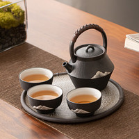 苏氏陶瓷(SUSHI CERAMICS)鎏银庐山功夫茶具套装绿水青山小套组盒家用办公室茶具