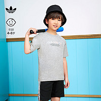adidas 阿迪达斯 三叶草男小童儿童舒适运动上衣短袖T恤GN7428 中麻灰 116CM