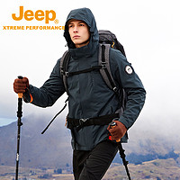 Jeep户外防风防寒登山服三合一男士冲锋衣抓绒内胆可拆卸外套