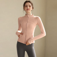 粉色瑜伽服外套女长袖服专业跑步运动上衣户外紧身骑行服夹克