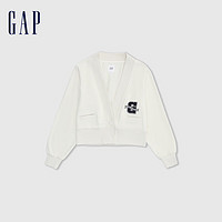 Gap 盖璞 法式圈织软V领logo大口袋针织开衫外套