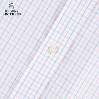 布克兄弟 Brooks Brothers BrooksBrothers）男士24早春免烫府绸格纹正装衬衫 6020-蓝粉格纹 14/H