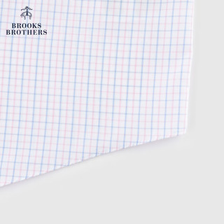 布克兄弟 Brooks Brothers BrooksBrothers）男士24早春免烫府绸格纹正装衬衫 6020-蓝粉格纹 14/H