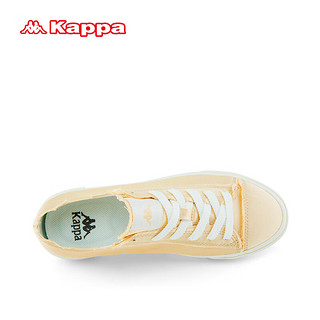 Kappa 卡帕 经典低帮帆布鞋子女厚底显高板鞋轻便软底百搭运动休闲鞋 浅黄褐色 37