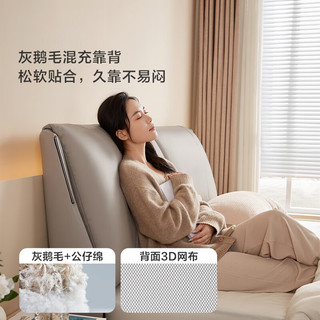 林氏家居主卧室真皮艺床双人床软包婚床林氏木业TBC720 灰|A普通床+169A床垫+A床头柜*1 1500mm*2000mm