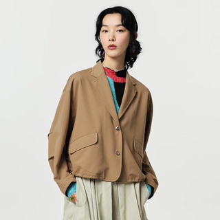 幻走（MOVEUP）2024春季西装领口袋设计师短款外套女 黑色  XS