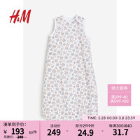 H&M童装女婴幼童宝宝睡袋2024春季薄款印花空调房防踢被1174434 白色/花卉 80/48