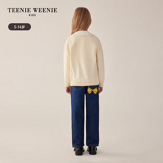 Teenie Weenie Kids小熊童装24早春女童圆领提花针织毛衣开衫 乳白色 130cm
