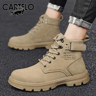卡帝乐鳄鱼(cartelo)马丁靴男高帮秋冬季皮靴子男士潮牌工装靴厚底
