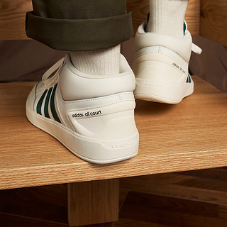 adidas 阿迪达斯 ALL COURT休闲网球文化中帮板鞋小白鞋男女阿迪达斯轻运动 米白色/绿色