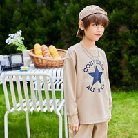 Converse匡威童装男女童纯棉长袖T恤2024春季儿童上衣打底衫 砾石咖 110/56