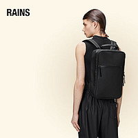 RAINS 年货送礼时尚防水书包男女户外背包双肩包 Book Backpack黑色