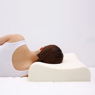 8H 双层枕套科学曲线舒适透气乳胶枕头芯护颈枕头 白色 单只装