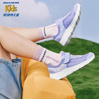 Skechers斯凯奇夏季女童可爱爱心魔术贴运动鞋儿童跑步鞋休闲童鞋 312012L PWPK紫色/粉红色 33.5