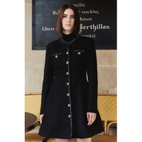 ochirly欧时力 羊毛花式呢小香连衣裙2024早春法式收腰显瘦 黑色 S